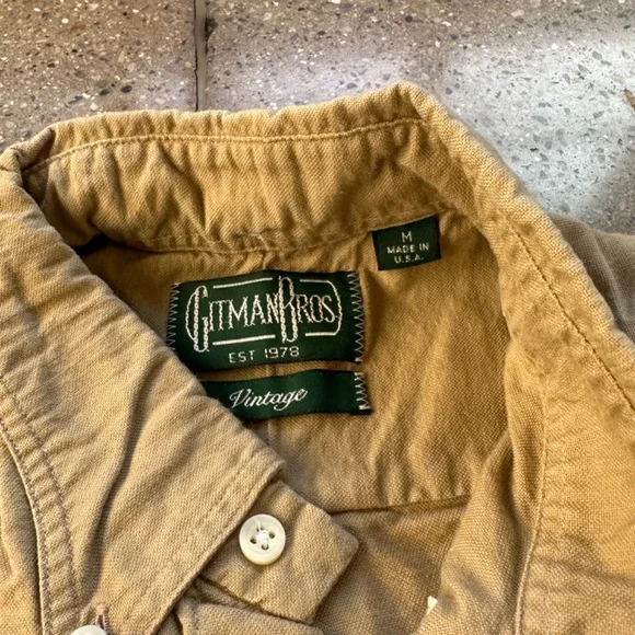 Gitman Vintage Cotton Oxford, Khaki, Men's Medium - Picture 2 of 3